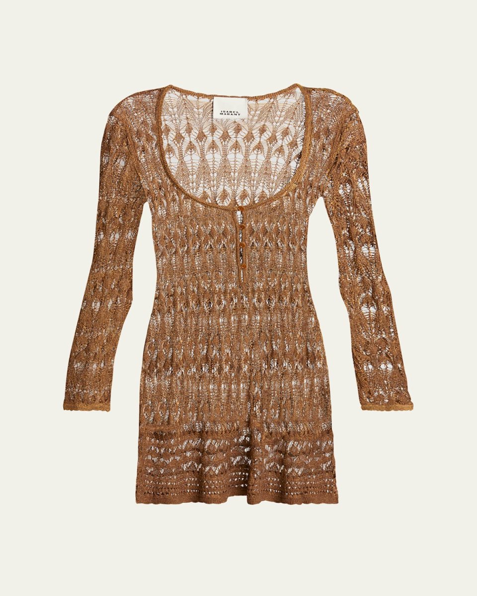 Pia Crochet Long-Sleeve Mini Dress
